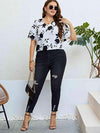 Floral V-Neck Flutter Sleeve Blouse Blouses - Tophatter Daily Deals