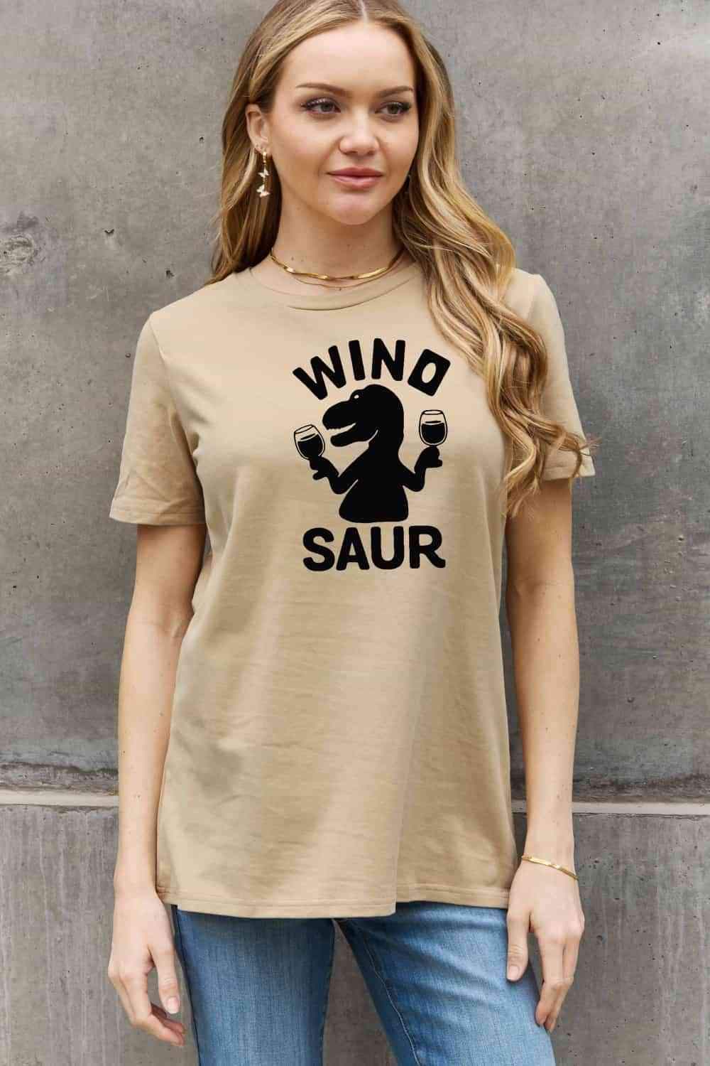 Simply Love Full Size WINOSAUR Graphic Cotton T-Shirt Women's T-Shirts - Tophatter Daily Deals