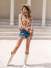 Floral V-Neck Spliced Lace Blouse Blouses - Tophatter Daily Deals