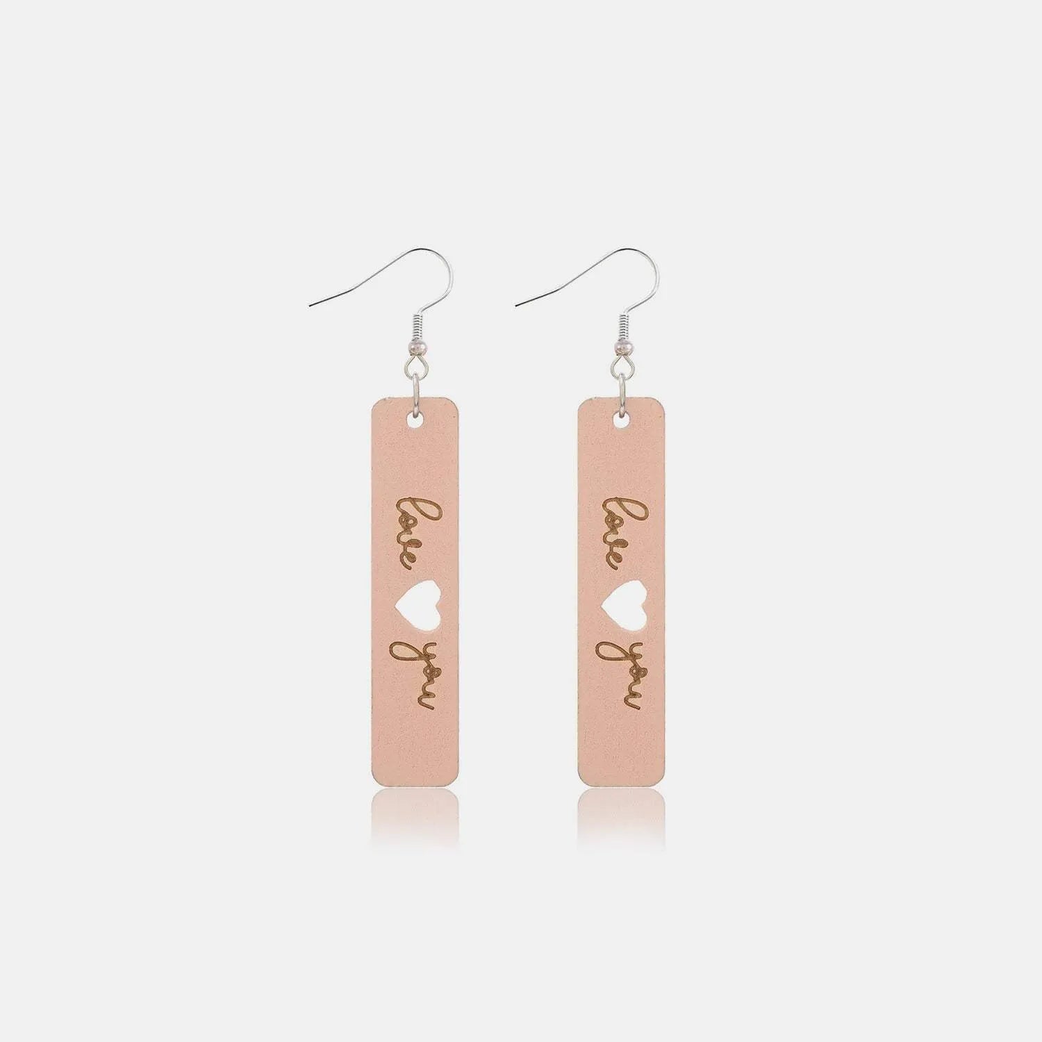 Heart Cutout Wooden Dangle Earrings Style A One Size Earrings - Tophatter Daily Deals