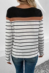 Striped Round Neck Long Sleeve T-Shirt Women's T-Shirts - Tophatter Daily Deals