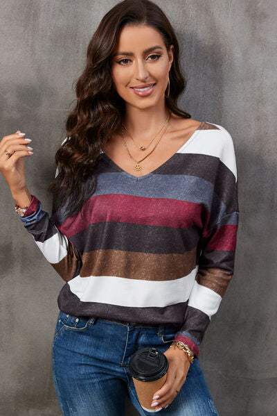 Crisscross Color Block V-Neck T-Shirt Women's T-Shirts - Tophatter Daily Deals