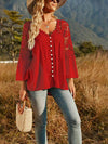 Spliced Lace Buttoned Blouse Blouses - Tophatter Daily Deals