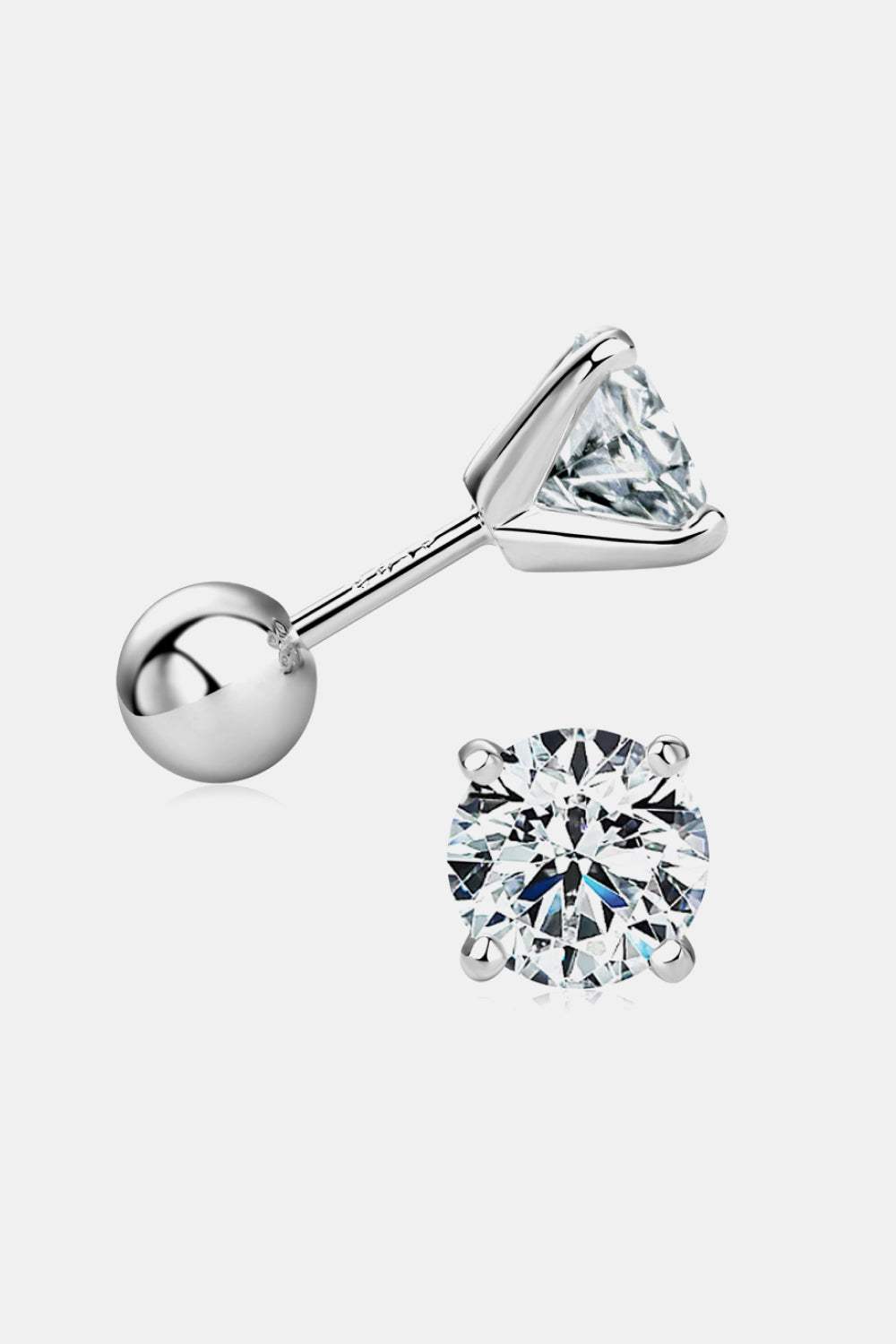 2 Carat Moissanite 925 Sterling Silver Stud Earrings Silver One Size Moissanite - Tophatter Daily Deals