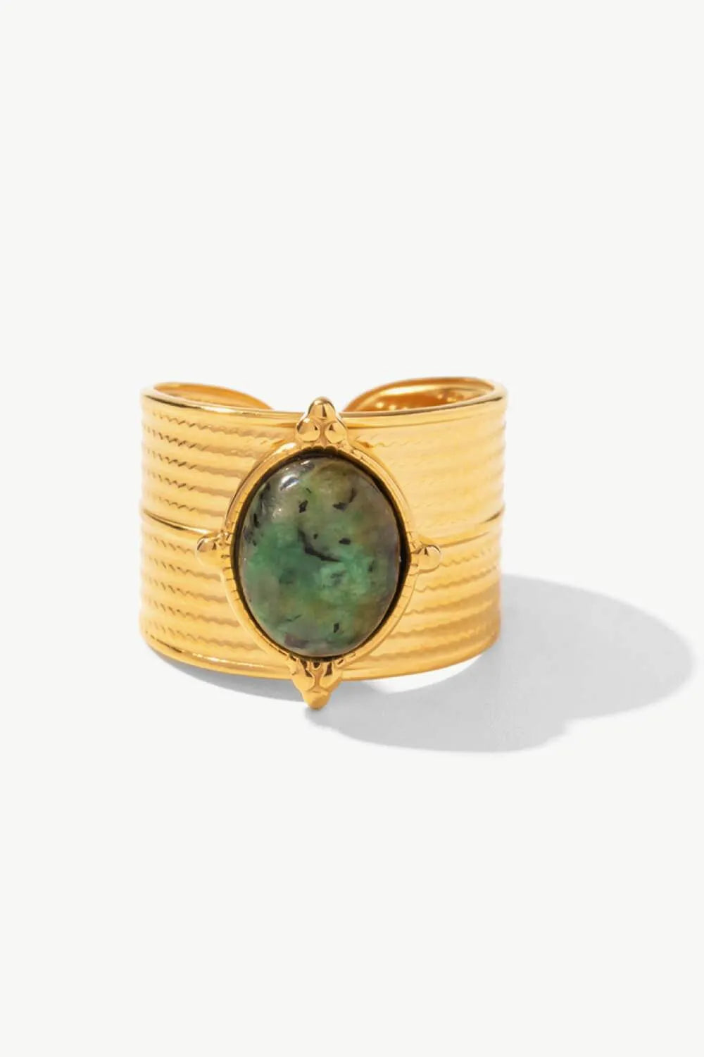 18K Gold-Plated Wide Open Ring Sage One Size Rings - Tophatter Daily Deals