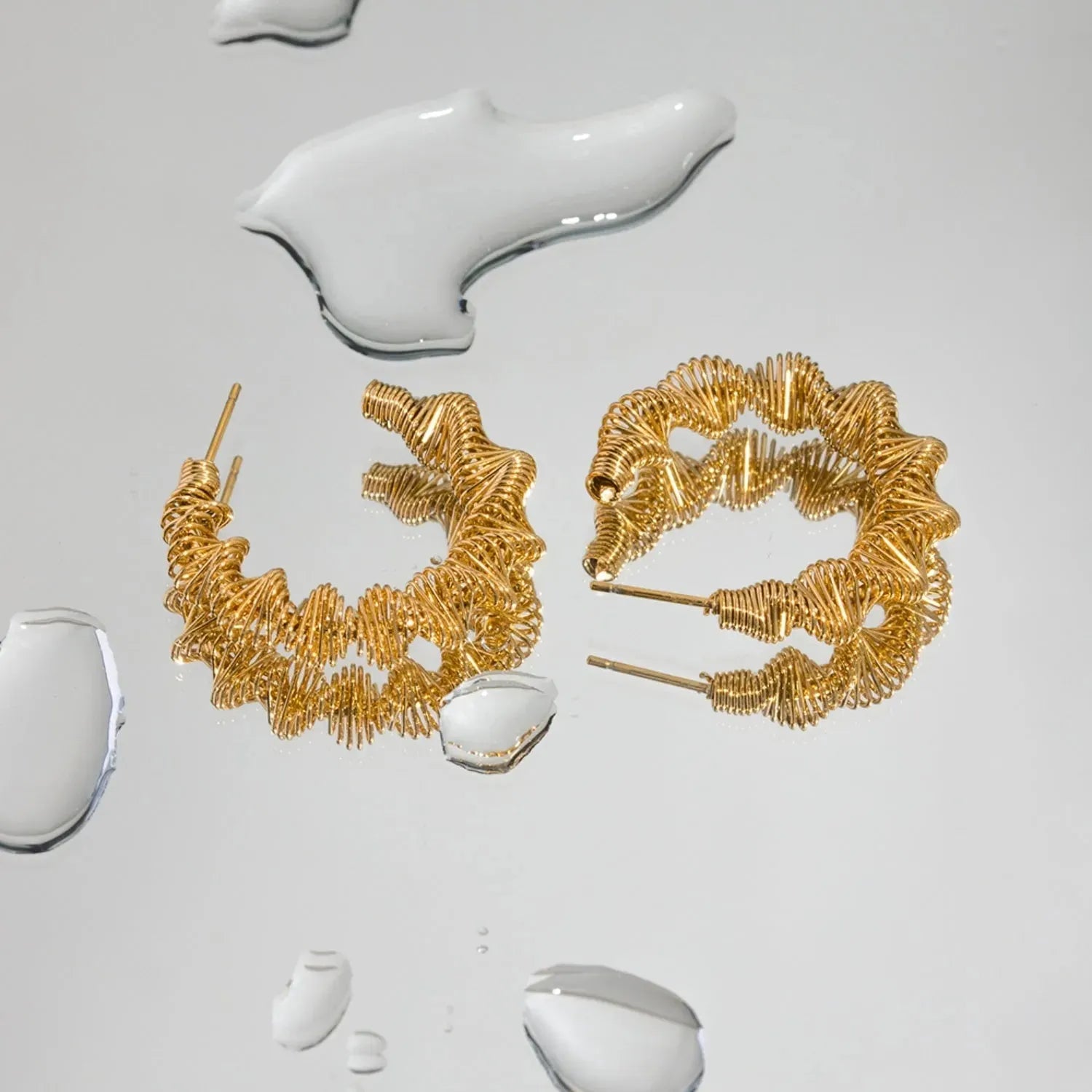 Gold-Plated Stainless Steel C-Hoop Earrings Earrings - Tophatter Daily Deals