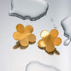 18K Gold-Plated Stainless Steel Flower Stud Earrings Gold One Size Earrings - Tophatter Daily Deals