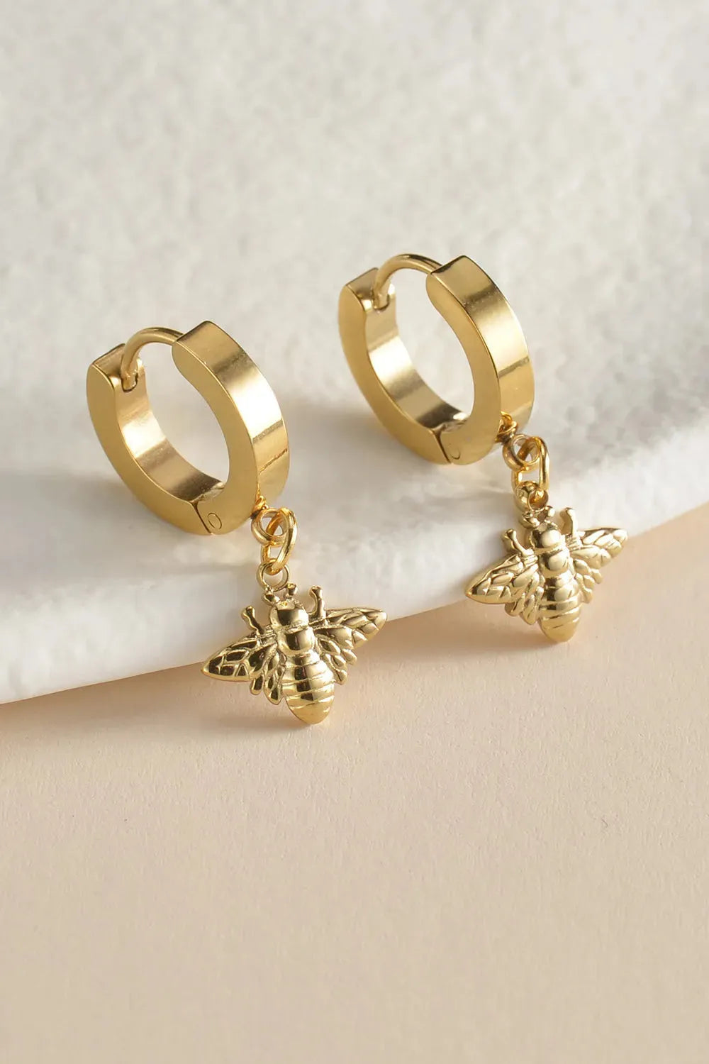 Bee Drop Huggie Earrings Gold One Size Earrings - Tophatter Daily Deals