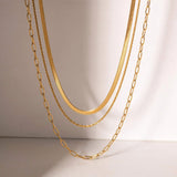 18K Gold-Plated Triple-Layered Necklace Necklaces - Tophatter Daily Deals