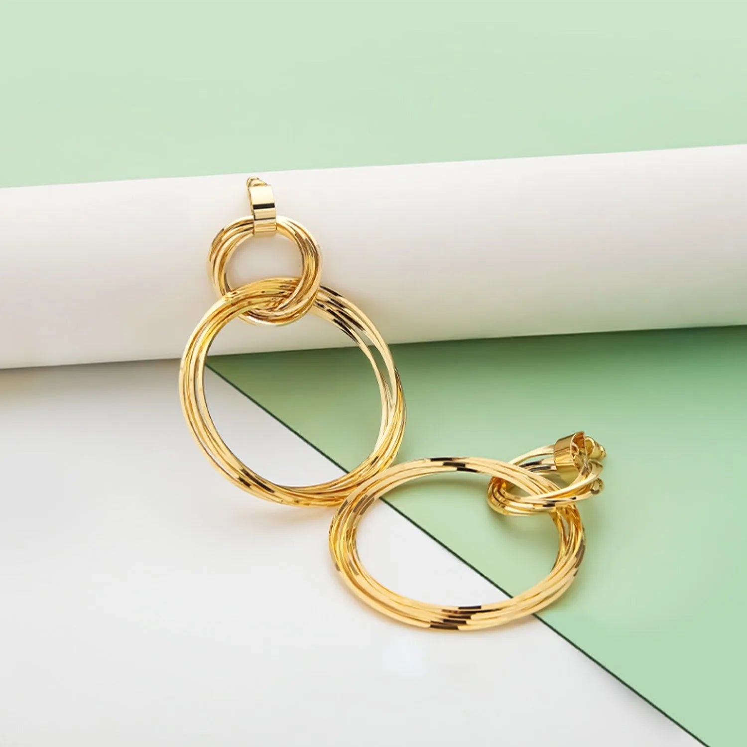 Gold-Plated Copper Double-Hoop Earrings Earrings - Tophatter Daily Deals