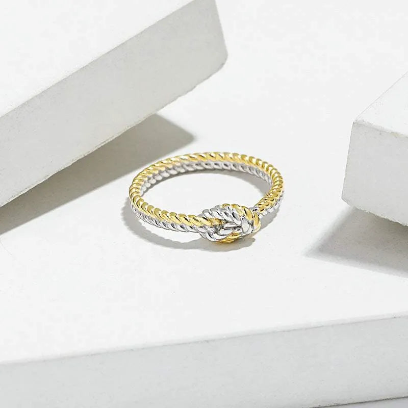 925 Sterling Silver Two Strand Twisted Knot Ring Rings - Tophatter Daily Deals