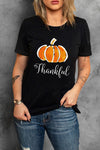 THANKFUL Round Neck Short Sleeve T-Shirt Black Women's T-Shirts - Tophatter Daily Deals