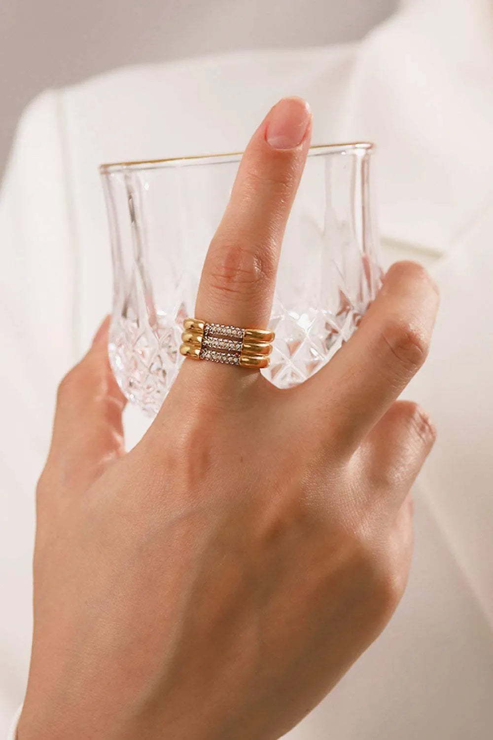 Triple-Layered Rhinestone Ring Rings - Tophatter Daily Deals