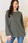 And The Why Oversized Striped Contrast T-Shirt Blouses - Tophatter Daily Deals