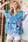 Floral V-Neck Short Sleeve Blouse Blouses - Tophatter Daily Deals