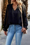 Swiss Dot Smocked Shoulder Blouse Blouses - Tophatter Daily Deals