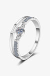 Moissanite Cutout Rhodium-Plated Ring Silver Moissanite - Tophatter Daily Deals