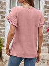 Textured Petal Sleeve Round Neck Tee Women's T-Shirts - Tophatter Daily Deals