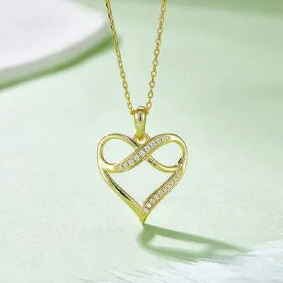 Moissanite 925 Sterling Silver Heart Necklace Gold One Size Moissanite - Tophatter Daily Deals