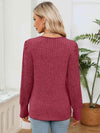 Lace Detail V-Neck Ribbed Blouse Blouses - Tophatter Daily Deals