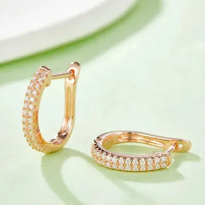 Moissanite 925 Sterling Silver Huggie Earrings Rose Gold One Size Moissanite - Tophatter Daily Deals