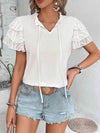 Tie Neck Layered Flutter Sleeve Blouse Blouses - Tophatter Daily Deals