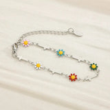 Flower & Cross Stainless Steel Bracelet Pastel Blue One Size Bracelets - Tophatter Daily Deals