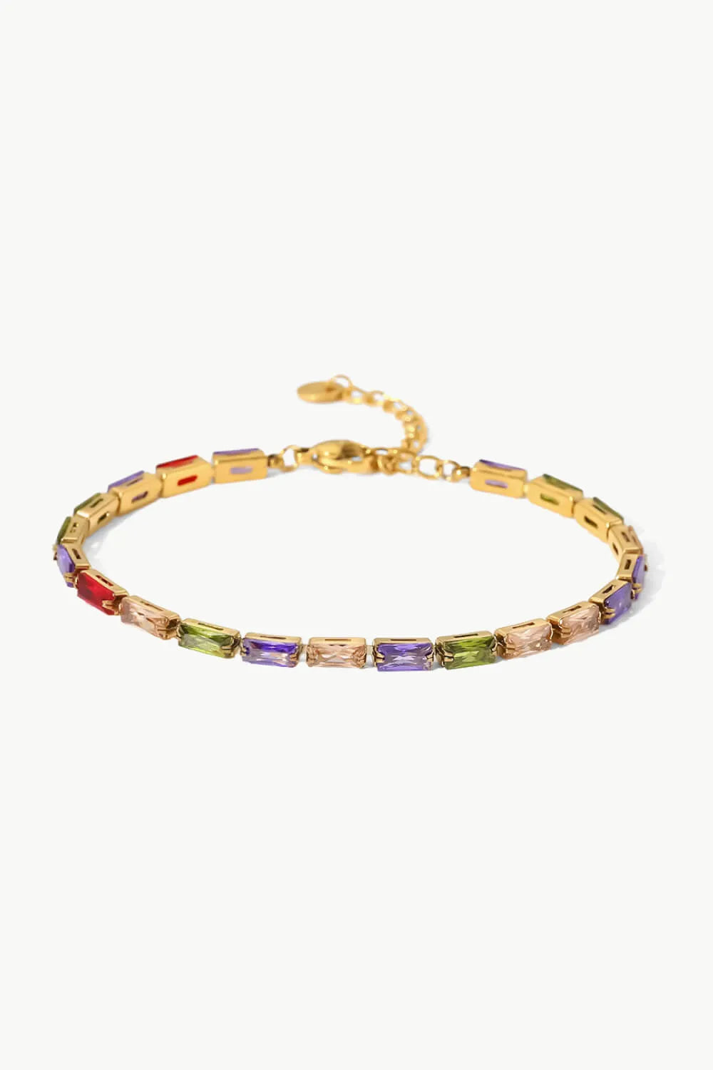 18K Gold Plated Multicolored Cubic Zirconia Bracelet Bracelets - Tophatter Daily Deals