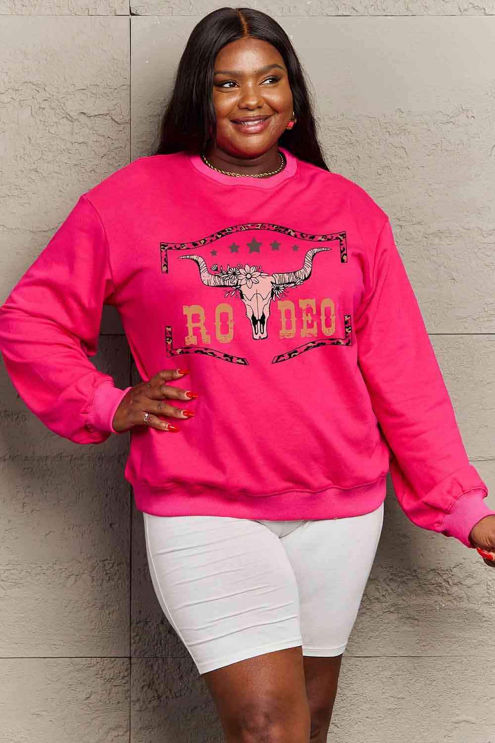 Simply Love Simply Love Full Size Round Neck Dropped Shoulder RODEO Graphic Sweatshirt - Tophatter Daily Deals