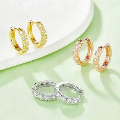 Moissanite 925 Sterling Silver Huggie Earrings Moissanite - Tophatter Daily Deals