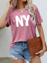 NY the Statue of Liberty Graphic Tee Dusty Pink Women's T-Shirts - Tophatter Daily Deals