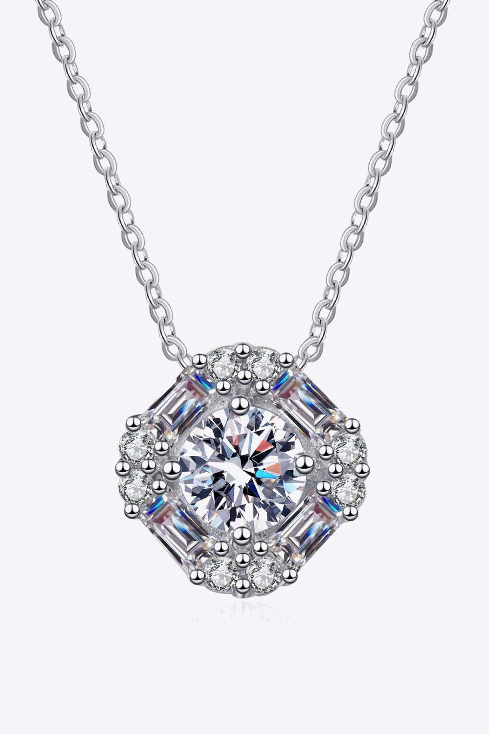 Geometric Moissanite Pendant Chain Necklace Moissanite - Tophatter Daily Deals