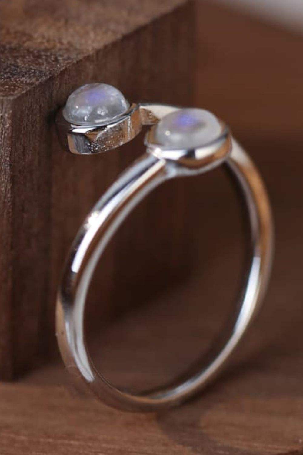 High Quality Natural Moonstone 925 Sterling Silver Toi Et Moi Ring Moonstone - Tophatter Daily Deals