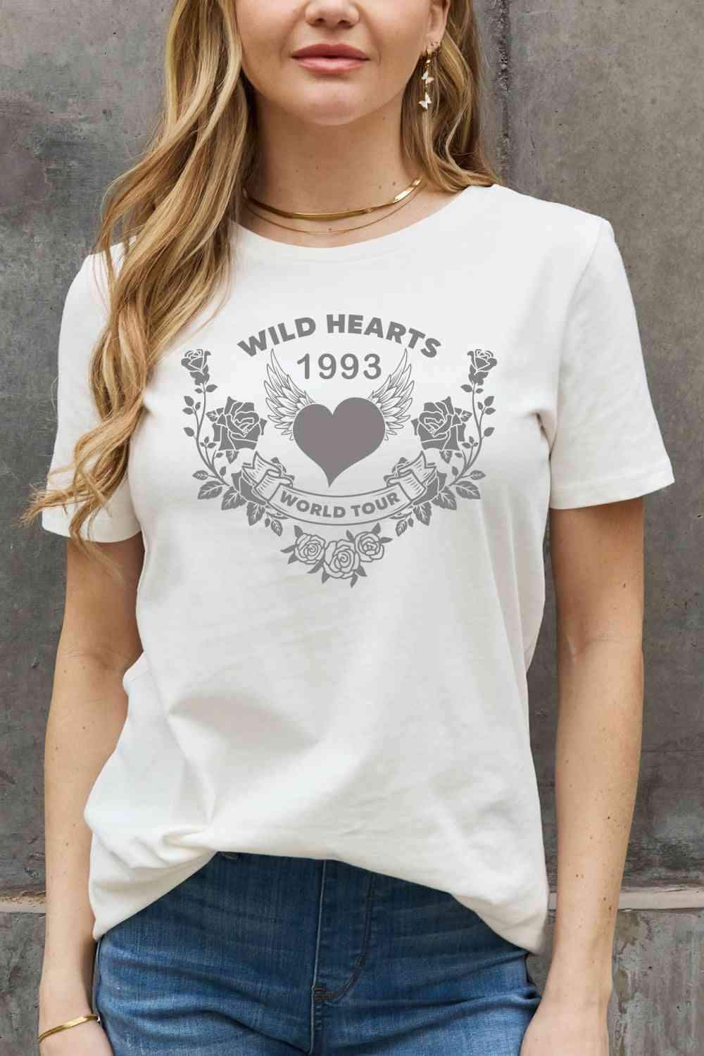 Simply Love Full Size WILD HEARTS 1993 WORLD TOUR Graphic Cotton Tee - Tophatter Daily Deals