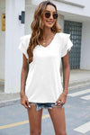 V-Neck Flutter Sleeve T-Shirt Women's T-Shirts - Tophatter Daily Deals