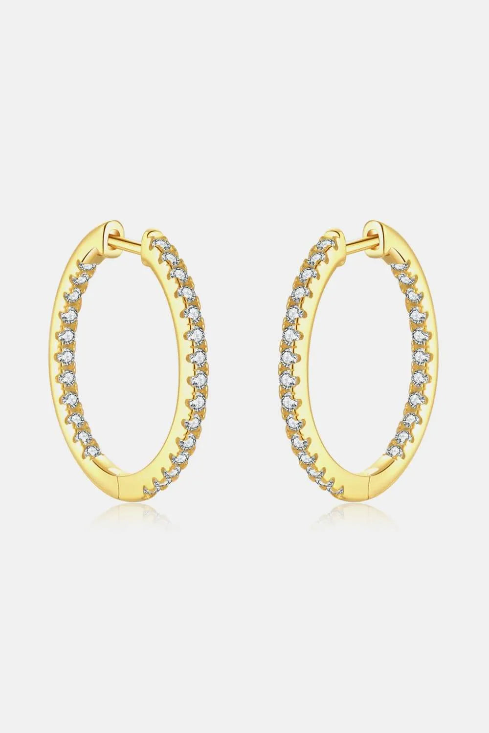 Inlaid Zircon 925 Sterling Silver Huggie Earrings Gold One Size Earrings - Tophatter Daily Deals