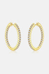 Inlaid Zircon 925 Sterling Silver Huggie Earrings Gold One Size Earrings - Tophatter Daily Deals