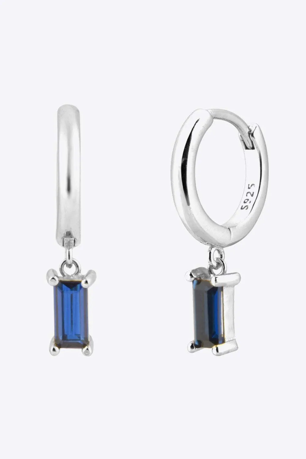 Zircon Huggie Drop Earrings Silver Blue One Size Earrings - Tophatter Daily Deals