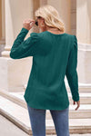 Round Neck Puff Sleeve Blouse Blouses - Tophatter Daily Deals