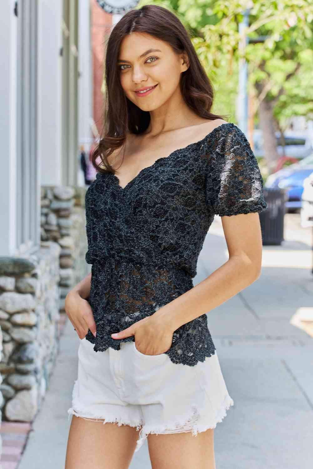 GeeGee Show Stopper Glitter Peplum Top Blouses - Tophatter Daily Deals