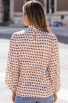 Double Take Printed Tie Neck Long Sleeve Blouse Blouses - Tophatter Daily Deals