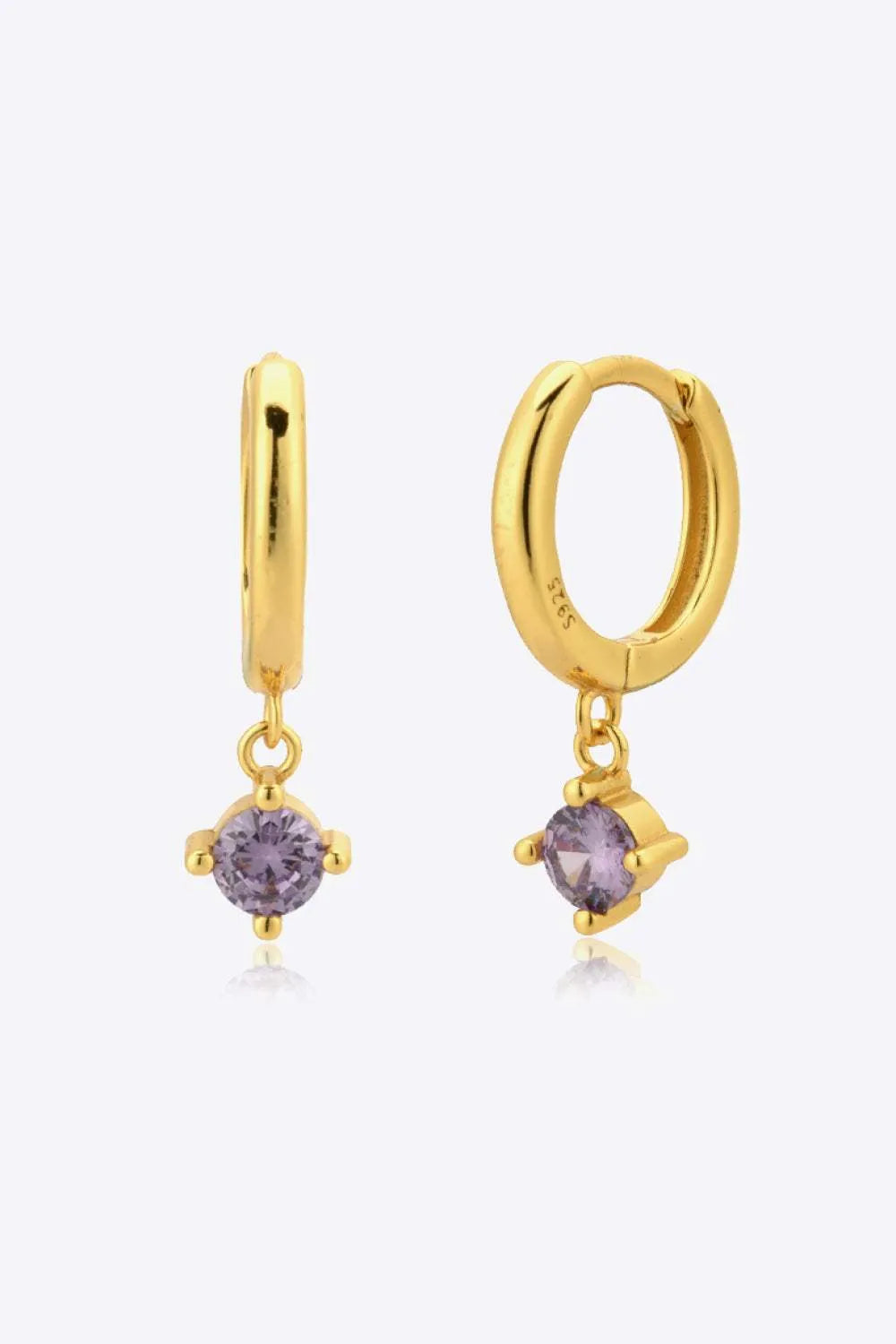 Inlaid Zircon Huggie Drop Earrings Gold Purple One Size Earrings - Tophatter Daily Deals