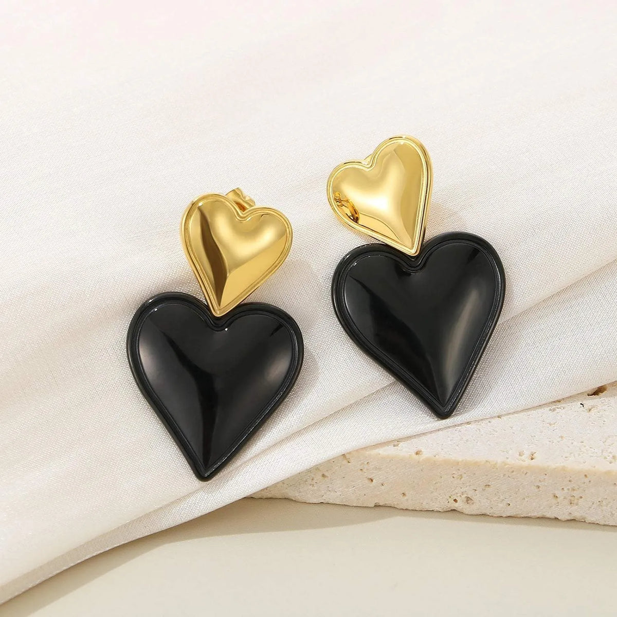 Stainless Steel Double Heart Earrings Earrings - Tophatter Daily Deals
