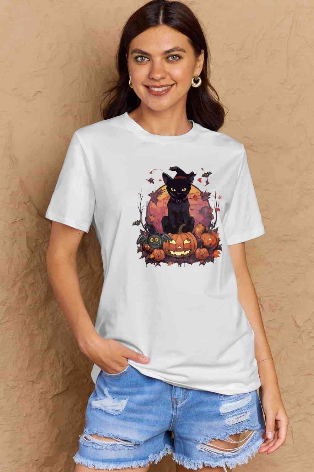 Simply Love Full Size Halloween Theme Graphic T-Shirt Women's T-Shirts - Tophatter Daily Deals