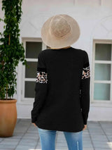 Leopard Round Neck Long Sleeve T-Shirt Women's T-Shirts - Tophatter Daily Deals