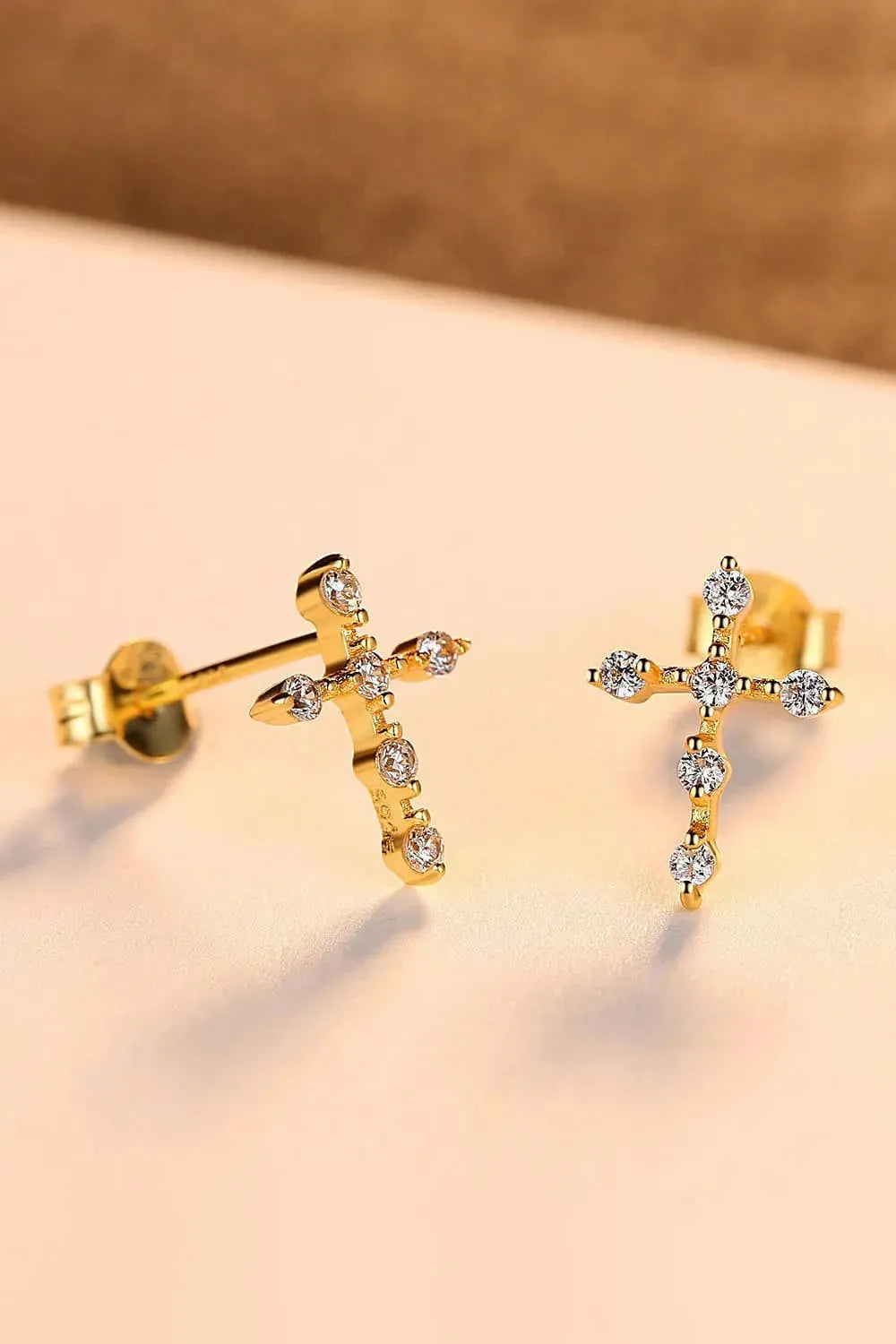 Zircon Cross 925 Sterling Silver Earrings Gold One Size Earrings - Tophatter Daily Deals