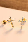 Zircon Cross 925 Sterling Silver Earrings Gold One Size Earrings - Tophatter Daily Deals