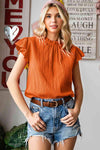 Textured Butterfly Sleeve Blouse Pumpkin Blouses - Tophatter Daily Deals