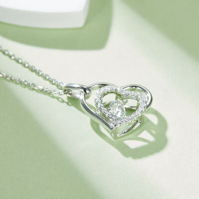 Moissanite 925 Sterling Silver Heart Necklace Moissanite - Tophatter Daily Deals