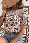 Printed Smocked Puff Sleeve Blouse Blouses - Tophatter Daily Deals